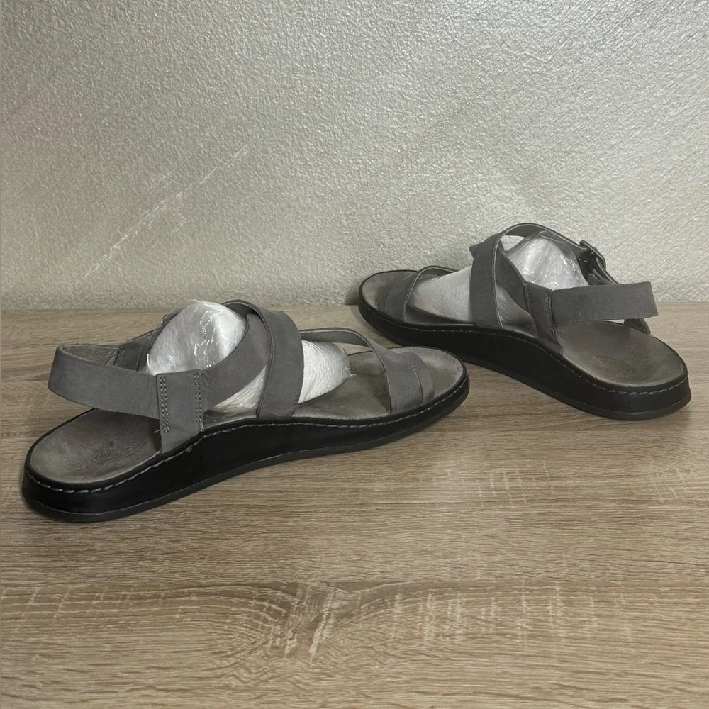 Chaco Wayfarer Loop Grey Leather Flat Samdals Women Size 11 - Picture 7 of 12